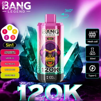 Puff 120k Bang Legend 120k – strawberry-watermelon-grape-ice-red-mojito-banana-ice-lemon-lime